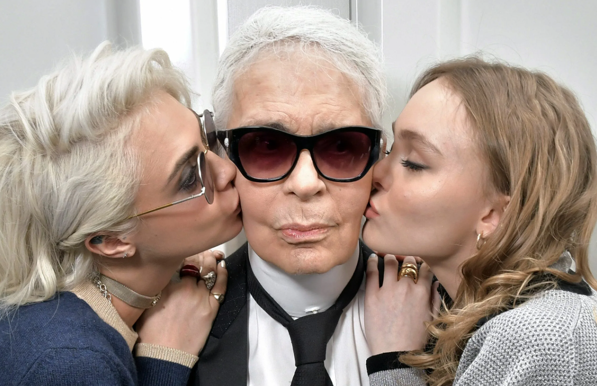 Фото: Кара Делевинь, Карл Лагерфельд и Лили-Роуз Депп