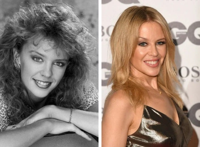 Фото: Кайли Миноуг в молодости и сейчас
