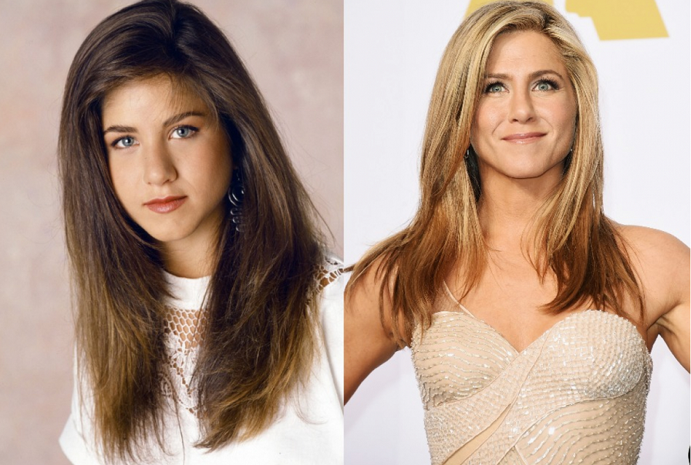 Дженнифер Энистон до и после ринопластики