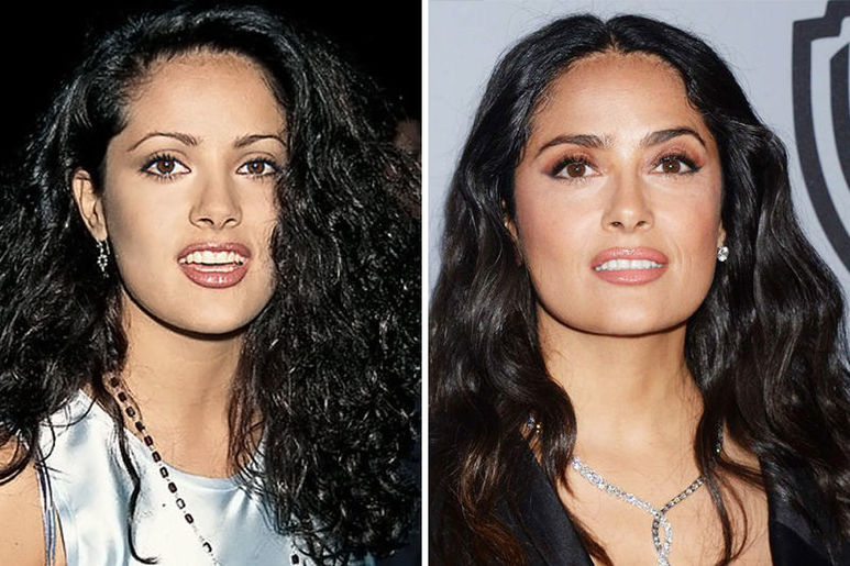 Фото: Сальма Хайек в молодости и сейчас