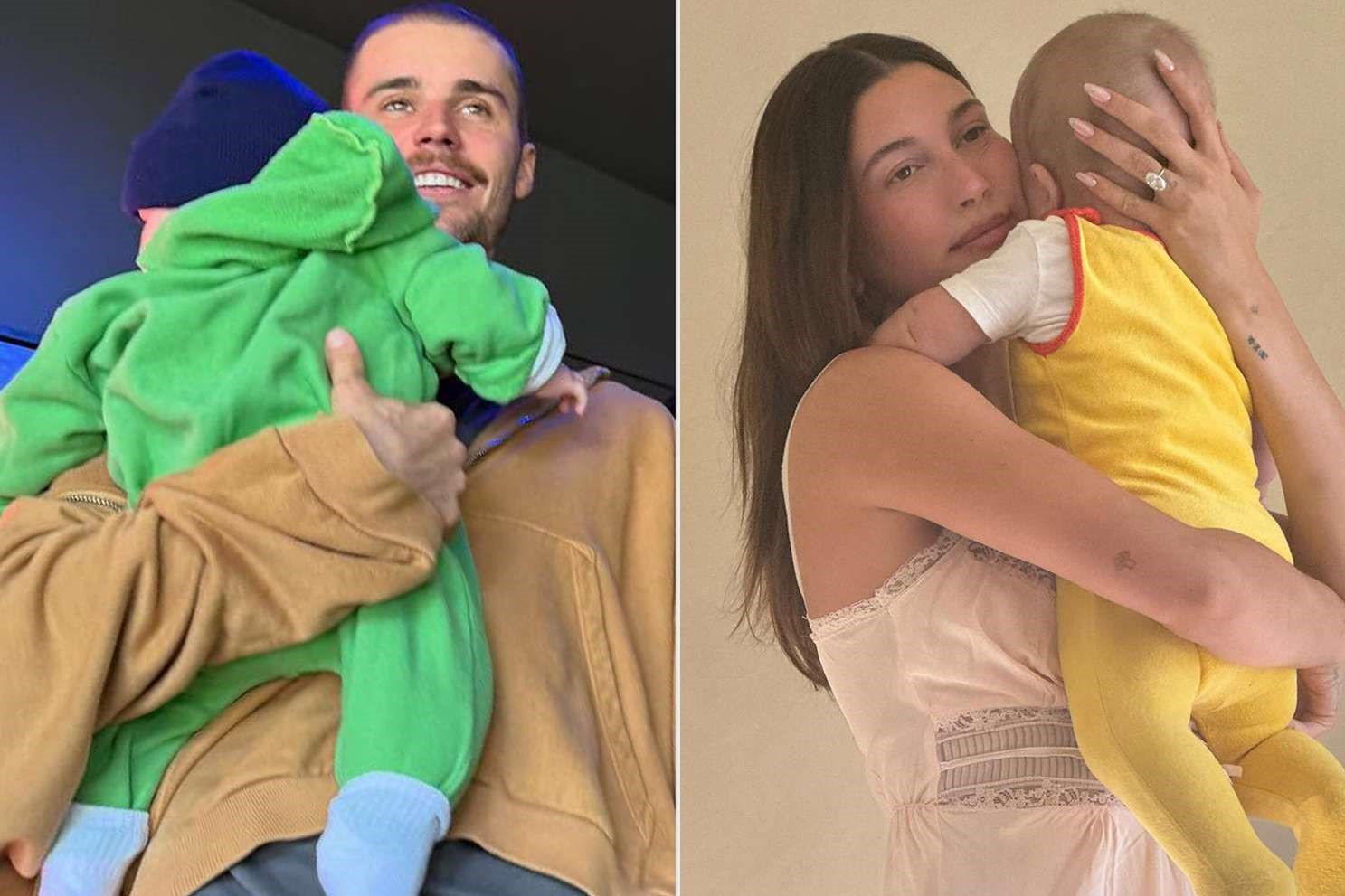 Хейли Бибер и Джастин Бибер с ребенком