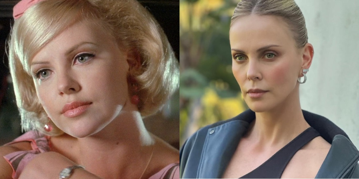 Шарлиз Терон в фильме «То, что ты делаешь» (1996) и в 2025 году