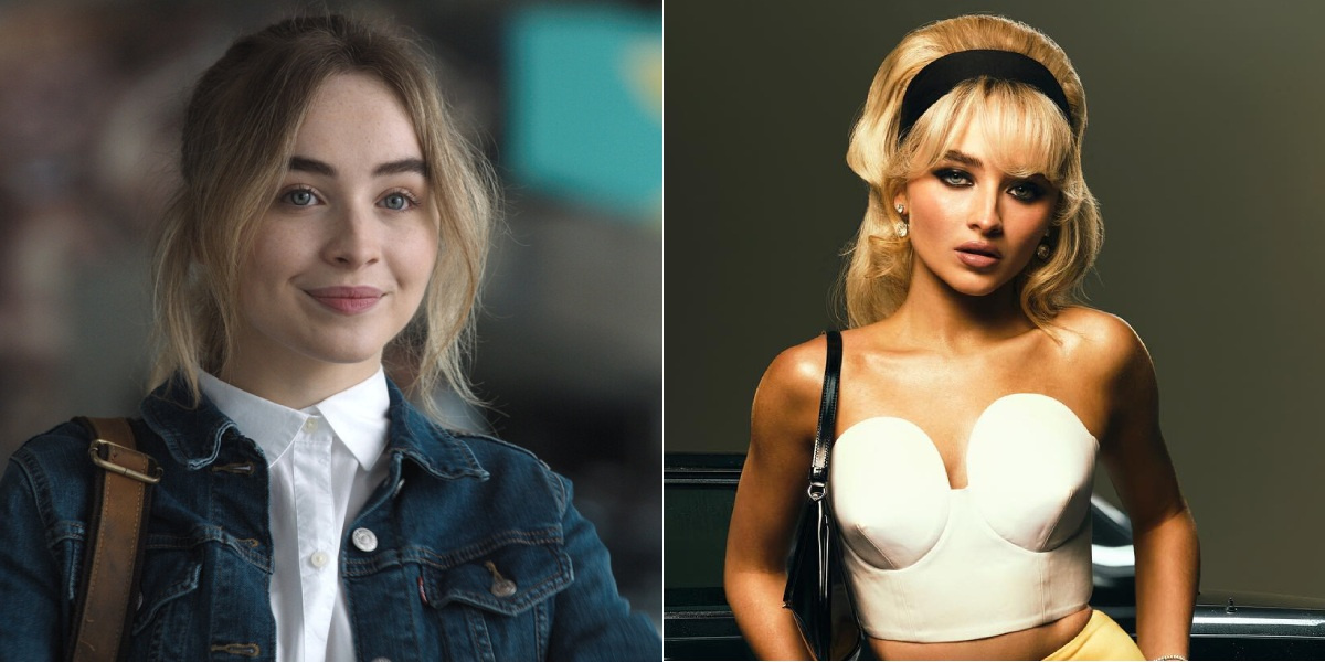 Сабрина Карпентер в фильме «Шаг за шагом» (2020) и в 2024 году