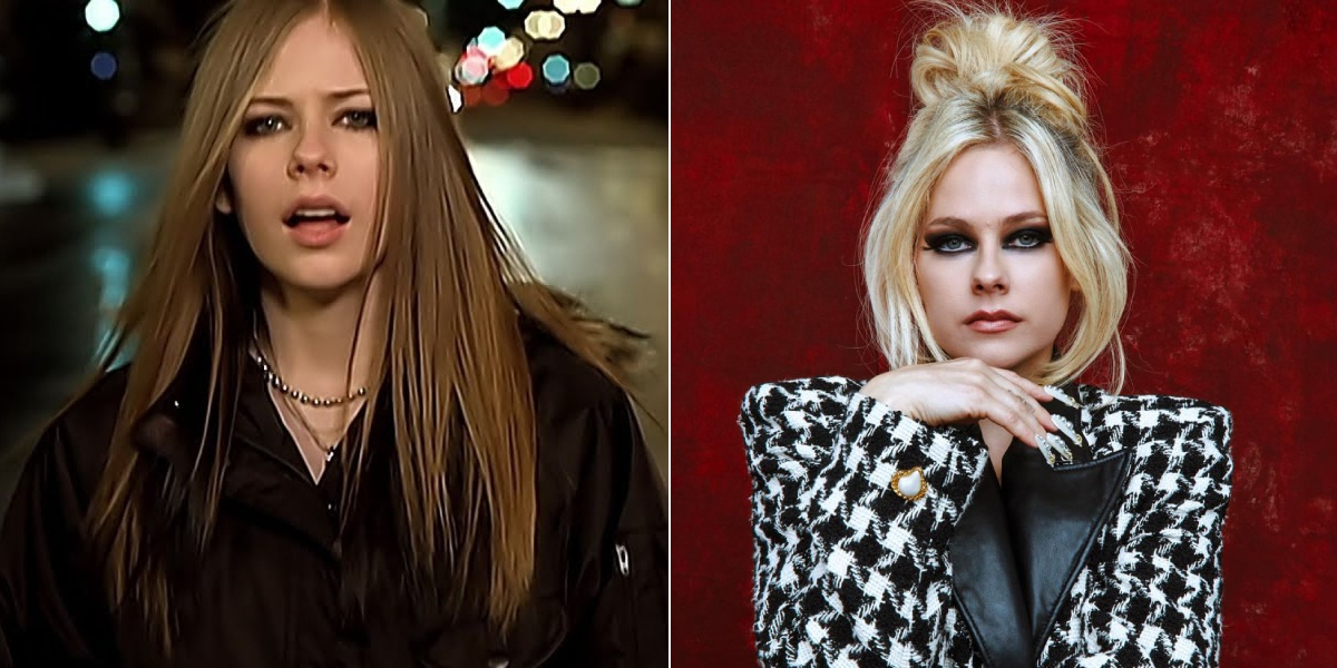 Аврил Лавин в клипе «I’m With You» (2002) и в 2023 году