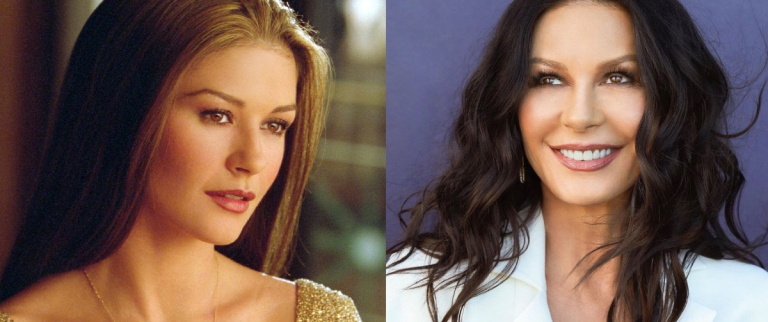 Кэтрин Зета-Джонс в фильме «Невыносимая жестокость» (2003) и в 2021 году