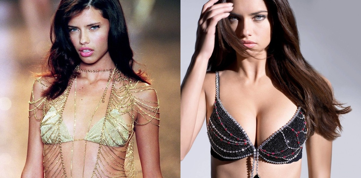 Адриана Лима в 2000 и 2008 годах